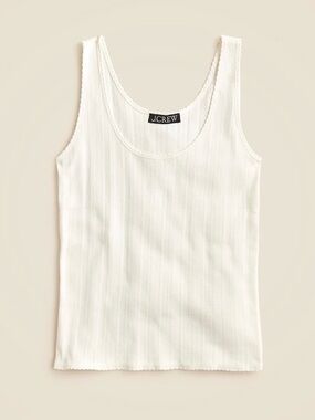 J. Crew Pointelle Tank Top; Cream/Ivory; Scalloped Edges. Sold Out Online 🐚